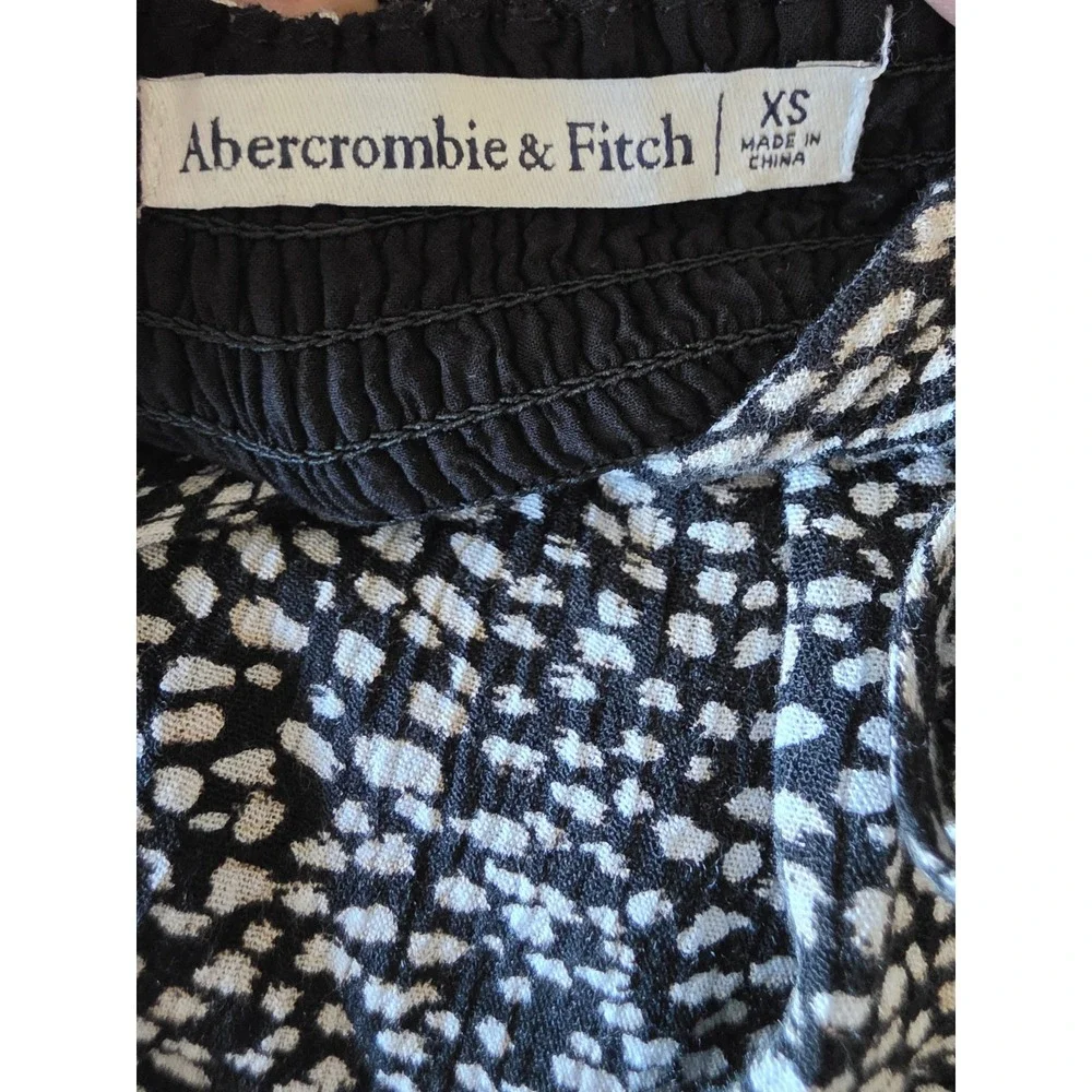 Abercrombie & Fitch Maxi Dress XS Sleeveless V-Neck Black White Polka Dot Boho